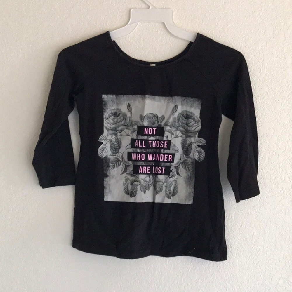 Gilrś Black Graphic Long Sleeve Shirt Size Small